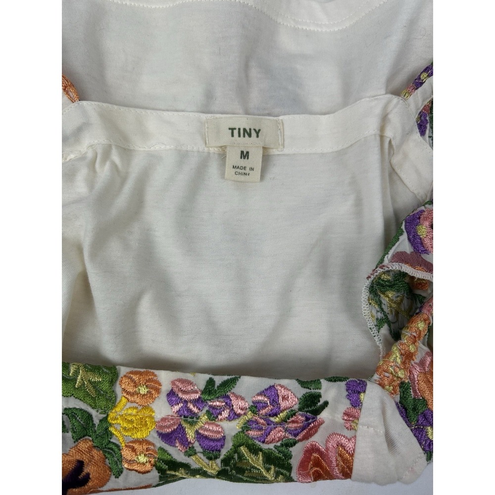 Anthropologie Tiny Marin Floral Embroidered Pink Orange Tank Size Medium - Picture 8 of 9